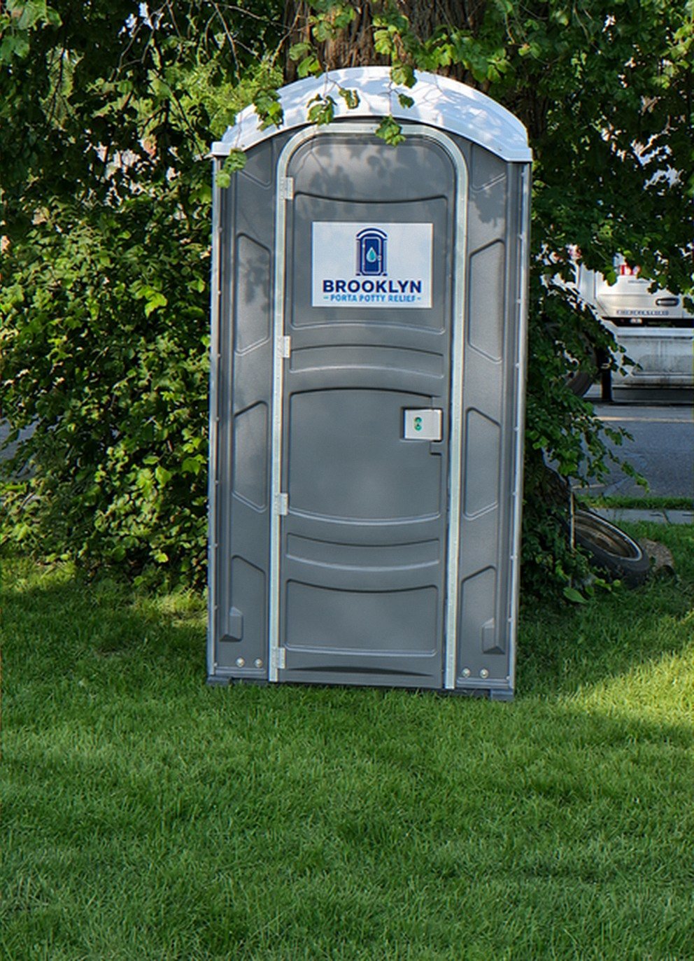 Portable toilet rental unit placed on site